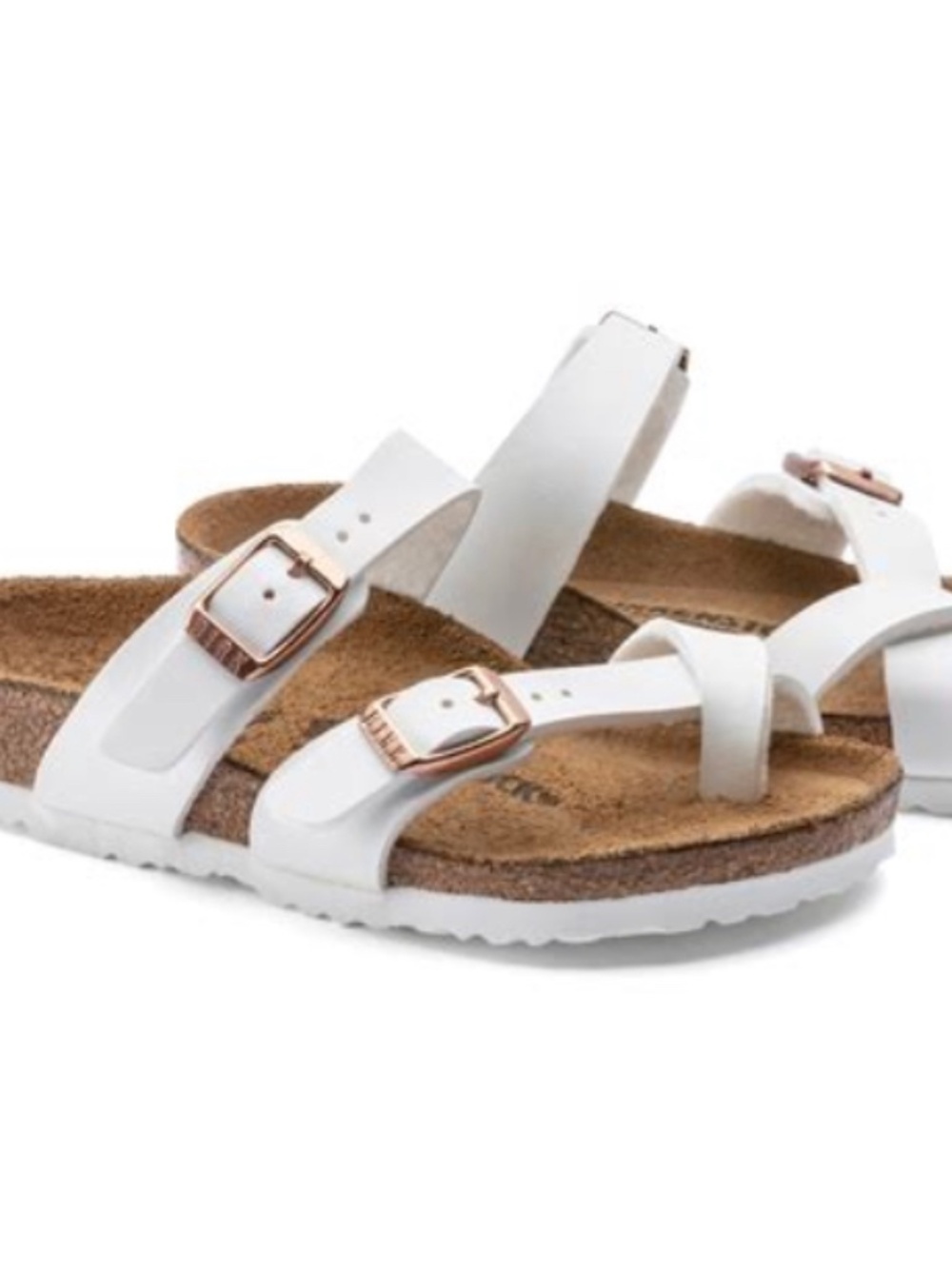 Birkenstock Mayari Kids Sandals EUC 30 White Rose Gold 12 Toddler Birko-Flor